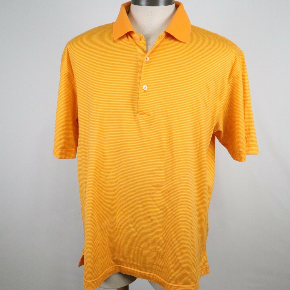 Callaway Polo Shirt Mens XL Golf Egyptian Cotton Orange Striped Short Sleeve